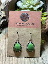 Load image into Gallery viewer, Beautiful Navajo Sterling Silver Dyed Kingman Turquoise Dangle Earrings