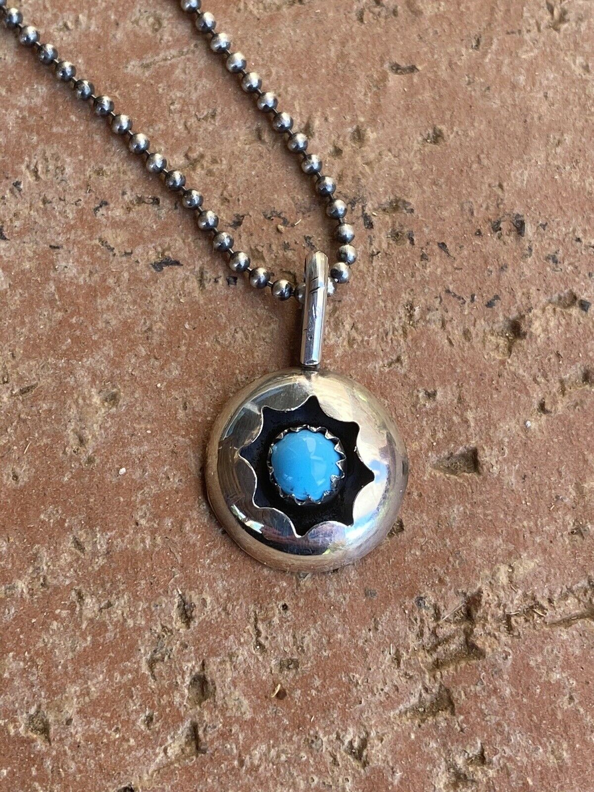 Navajo Sterling Silver and Turquoise Shadowbox pendant