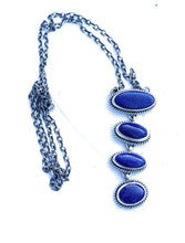 Load image into Gallery viewer, Navajo Sterling Silver &amp; Lapis Lariat Necklace By Wydell Billie