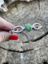 Load image into Gallery viewer, Navajo Sterling Silver Elegant Green Turquoise Cuff Bracelet