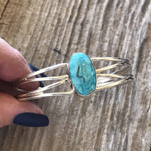 Load image into Gallery viewer, Navajo Sterling Silver &amp; Bright Turquoise Stacker Cuff Bracelet By J. Begay
