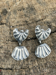 Navajo Sterling Silver Handmade Concho Dangles Earrings