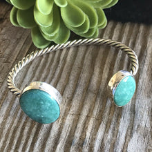 Load image into Gallery viewer, Navajo Floating Turquoise Sterling Silver  Rope Style Cuff Bracelet Stamped