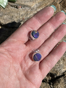 Navajo Sterling Silver Purple Dream Post Earrings Signed