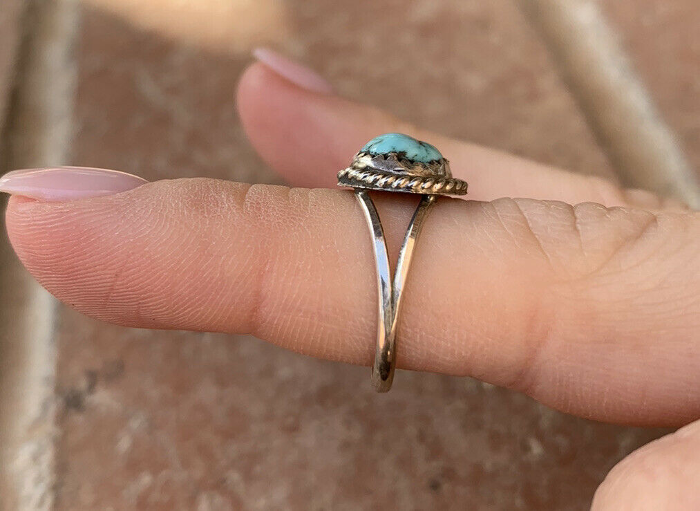 Navajo Turquoise & Sterling Silver Dot Ring