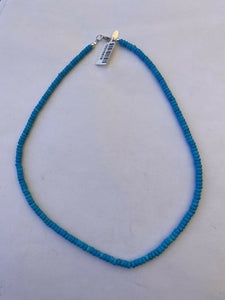 Navajo Turquoise Sterling Silver  Bead Necklace 18 Inch