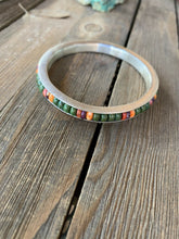 Load image into Gallery viewer, Navajo Turquoise &amp; Spiny Sterling Silver Beaded Bangle Bracelet