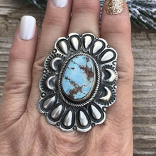 Load image into Gallery viewer, Navajo Golden Hills Turquoise &amp; Sterling Silver Ring Sz 5.5
