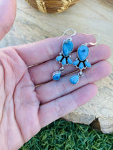 Load image into Gallery viewer, Navajo Turquoise &amp; Sterling Silver Dangle Earrings