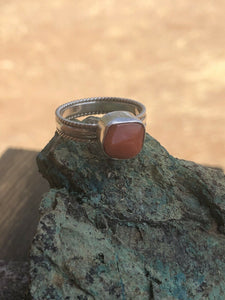 Navajo Natural Coral & Sterling Silver ring