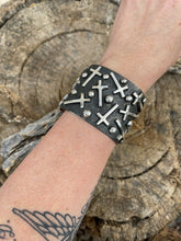 Load image into Gallery viewer, Navajo Sterling Silver Cuff Crazy Cross Bracelet By Chimney Butte Signed