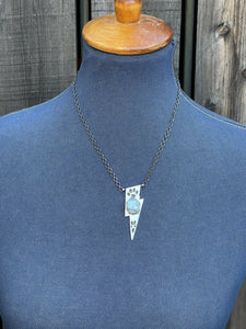 Navajo Sterling Silver & Golden Hills Turquoise Lightning Necklace