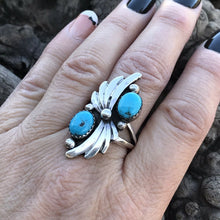 Load image into Gallery viewer, Navajo Turquoise  Sterling Silver Ring By J. Emerson Size 4.5.