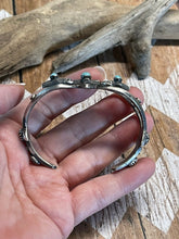 Load image into Gallery viewer, Navajo Sterling Silver Turquoise Cross Cuff Bracelet By Chimney Butte Signed
