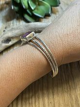 Load image into Gallery viewer, Navajo Square Purple Spiny Sterling Silver Bracelet Rope Style Cuff