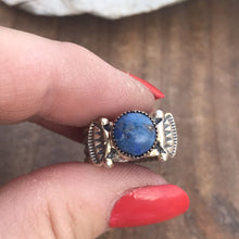 Load image into Gallery viewer, Navajo Sterling Silver Lapis Rope Cigar Band Ring