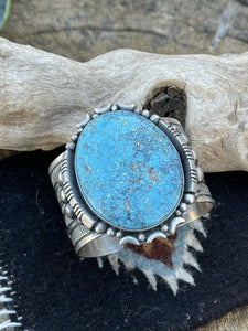 Navajo Southwest Kingman Turquoise & Sterling Silver Cuff Signed Danny Clark