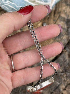 Navajo Orange Drop Spiny Sterling Silver Lariat Necklace