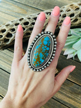 Load image into Gallery viewer, Navajo Number 8 Turquoise &amp; Sterling Silver Ring Size 6 Signed