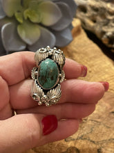 Load image into Gallery viewer, Navajo Southwest Styling Turquoise &amp; Sterling Silver Statement Ring Size 9.5