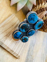 Load image into Gallery viewer, Navajo Kingman Turquoise &amp; Sterling Silver Adjustable Ring Signed