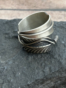 Navajo Sterling Silver Adjustable Feather Ring