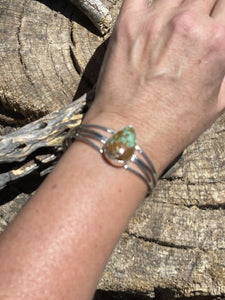 Navajo Royston Turquoise Tear Drop Sterling Silver Cuff Bracelet