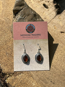 Navajo Sterling Silver  Rope Style Topaz Dangle Earrings
