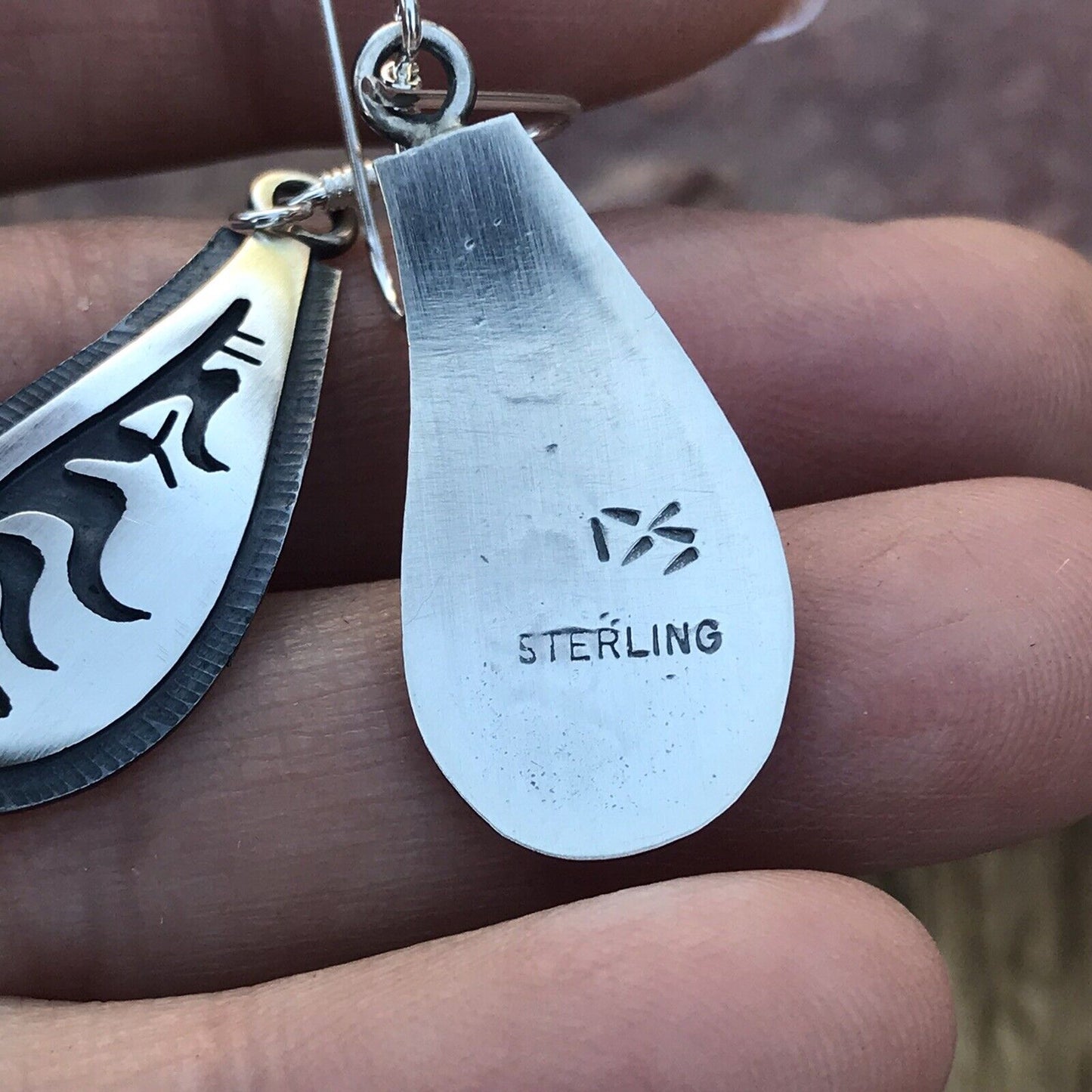 Hopi Sterling Silver Hand Stamped Dangle Earrings