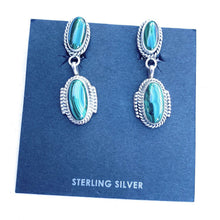 Load image into Gallery viewer, Navajo Malachite &amp; Sterling Silver Clip On Dangle Earrings