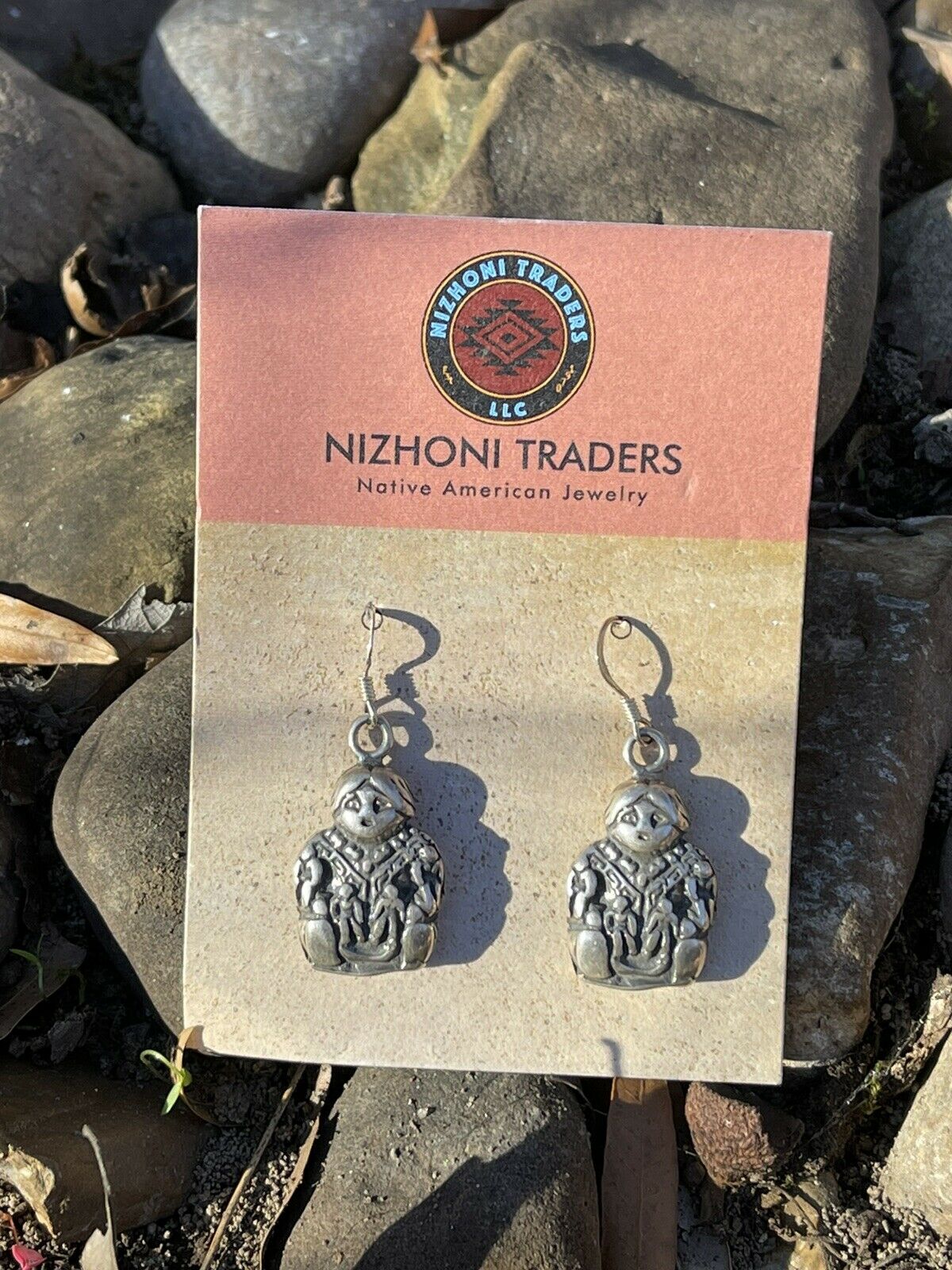 Navajo Sterling Silver Maiden  Dangle Earrings Signed