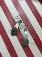 Load image into Gallery viewer, Hopi HandStamped Sterling Silver Bear Paw Dangle Earrings
