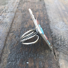 Load image into Gallery viewer, Navajo Multi Stone &amp;  Sterling Silver Statement Ring Size 7.5