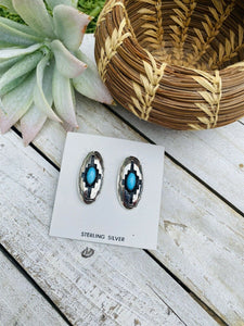 Navajo Turquoise & Sterling Silver Shadow Box Post Earrings