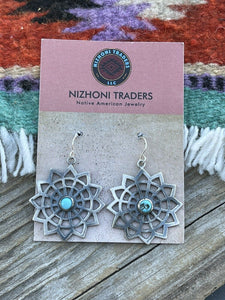 Navajo Sterling Silver Turquoise Dangle Earrings