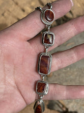 Load image into Gallery viewer, Stunning Navajo Purple Spiny and Sterling 5 Stone Multi Shape Lariat Necklace