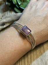 Load image into Gallery viewer, Navajo Square Purple Spiny Sterling Silver Bracelet Rope Style Cuff