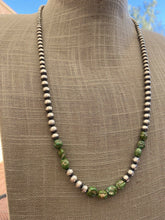 Load image into Gallery viewer, Navajo Sterling Silver &amp; Sonoran Gold Turquoise Beaded 24 Inch Necklace
