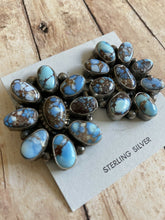 Load image into Gallery viewer, Navajo Sterling Silver &amp; Golden Hills Turquoise  Cluster Post Earrings Signed