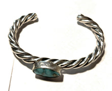 Load image into Gallery viewer, Beautiful Navajo Sterling Sonoran Mountain Turquoise Rope Style Bracelet Cuff