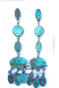 Navajo Royston Turquoise & Sterling Silver Dangle Earrings