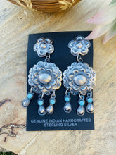 Load image into Gallery viewer, Navajo Sterling Silver &amp; Turquoise Concho Dangle Earrings Signed