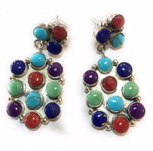 Load image into Gallery viewer, Sterling Silver And Multi Stone Dangle Earrings
