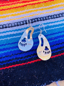 Navajo Sterling Silver & Turquoise Bear Paw Dangle Earrings