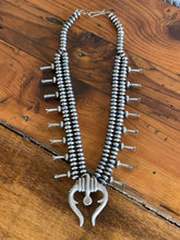 Load image into Gallery viewer, Beautiful Navajo Sterling Silver Squash Naja Blossom Necklace Ruby Haley