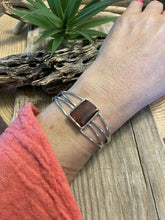 Load image into Gallery viewer, Navajo Spiny Sterling Silver  Bracelet Loop Cuff Stamped Begay