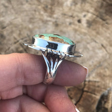 Load image into Gallery viewer, Royston Turquoise &amp; Sterling Silver Navajo Ring Size 8 Stamped Sterling