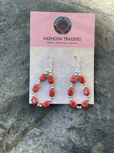 Load image into Gallery viewer, Navajo Sterling Silver Apple Coral Loop Beaded Dangle Earrings