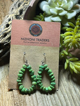 Load image into Gallery viewer, Navajo Dyed Kingman Turquoise Sterling Silver Beaded Dangle Earrings