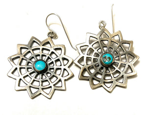 Navajo Sterling Silver Turquoise Dangle Earrings